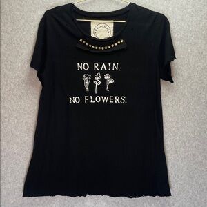 A Rare Bird Handmade Graphic Rhinestone Embellished Tattered Distressed Tee